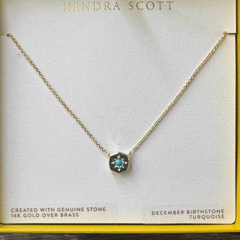 Kendra Scott Gold Necklace with turquoise stone - Picture 2 of 4